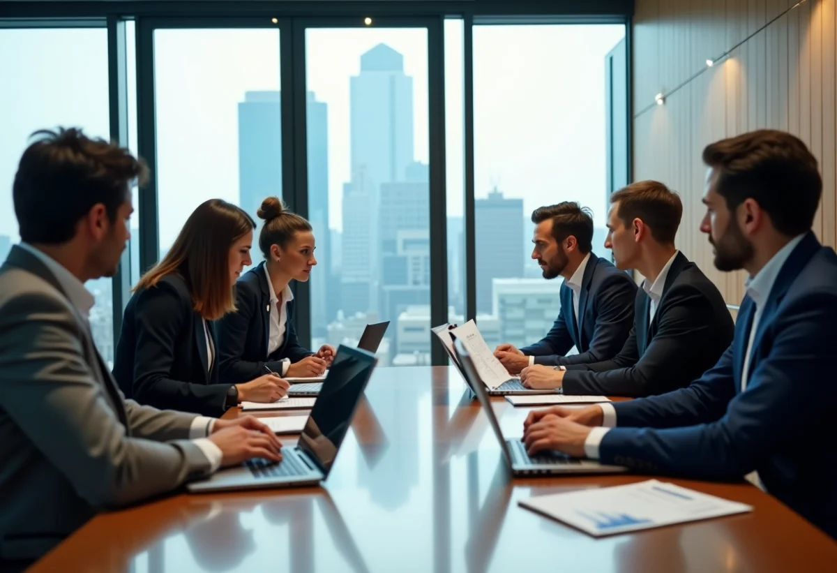 Groupe de professionnels d'affaires en réunion dans un bureau moderne