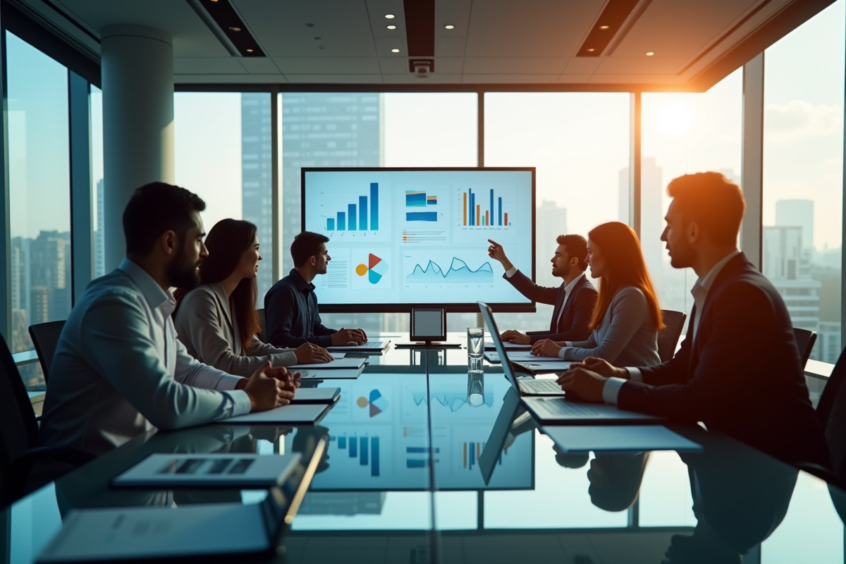 Groupe de professionnels collaborant dans un bureau moderne
