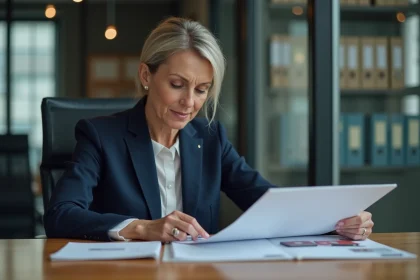 Femme d'affaires en réunion dans un bureau moderne