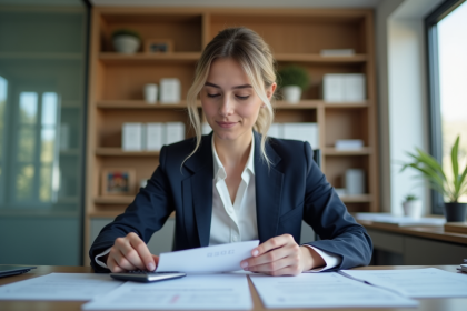 Femme professionnelle en bureau moderne et lumineux