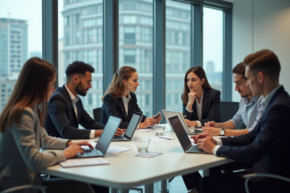 Groupe de jeunes professionnels dans un bureau moderne
