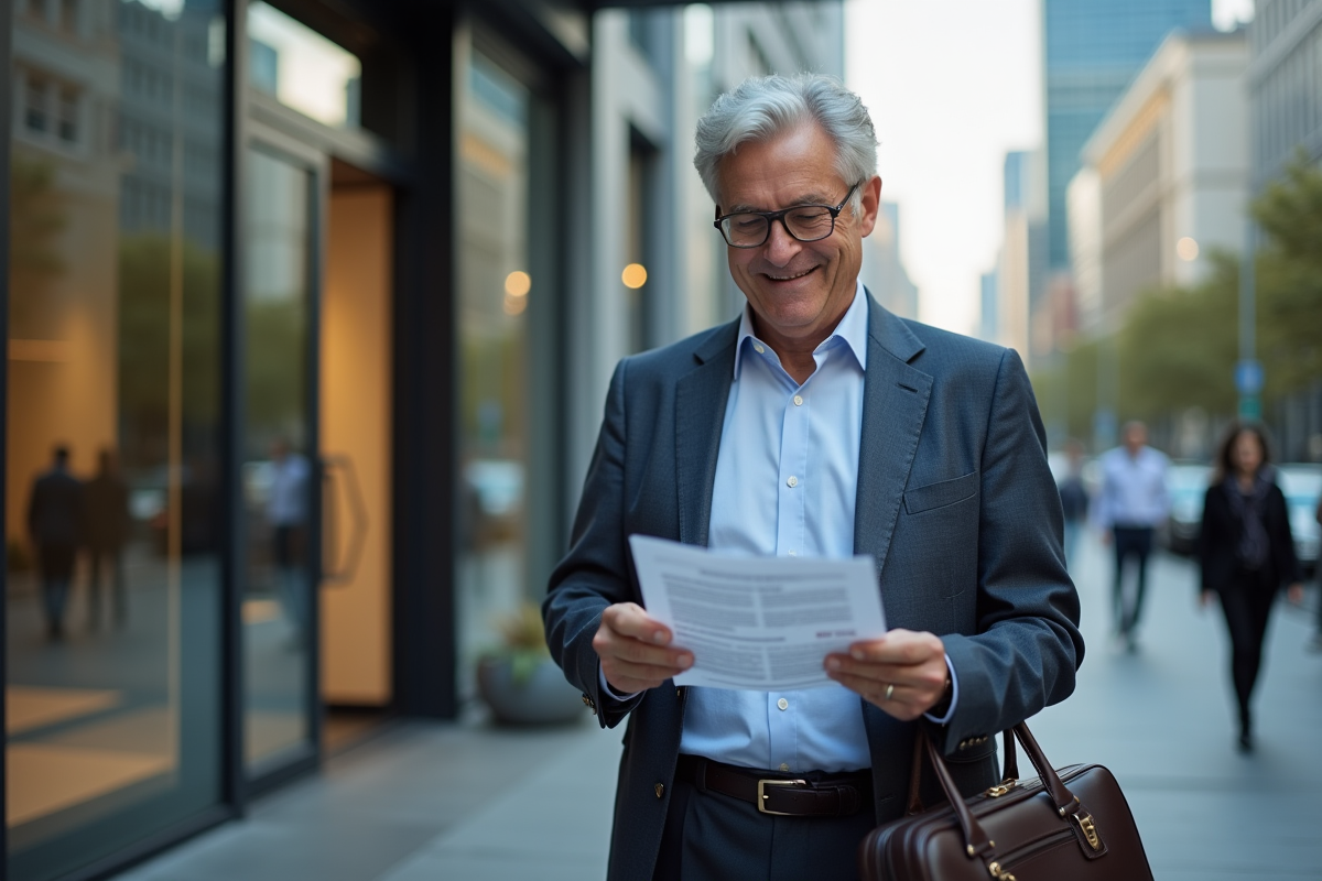 Homme lisant une offre d