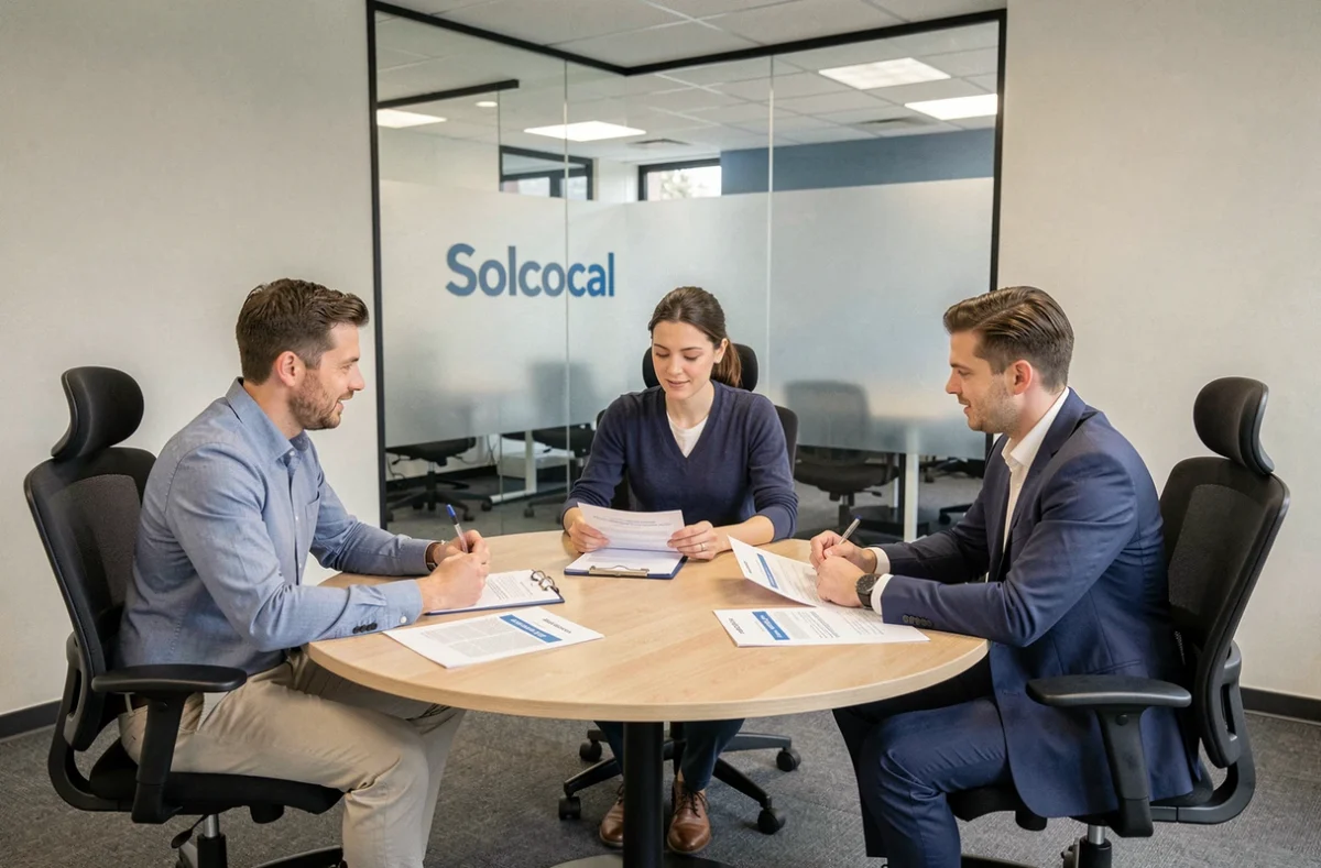 Réunion professionnelle dans les bureaux de Solocal Group antenne Orléans pour des solutions de référencement local
